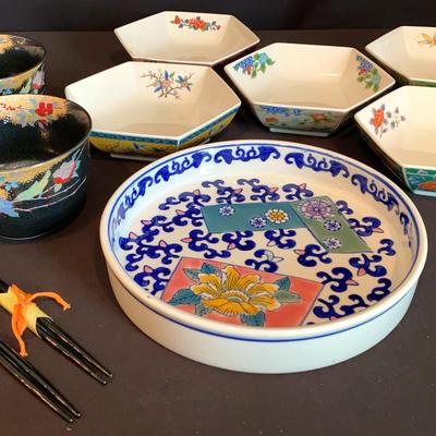 Collection Of Asian Bowls And Sake Cups