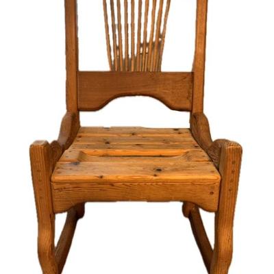 Vintage Solid Wood Armless Rocking Chair