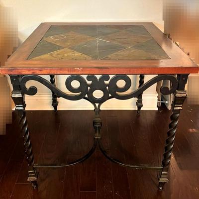 Iron, Slate And Wood Coffee/End Table Lot2