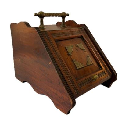 1890s Victorian Antique Coal Purdonium, English, Oak, Fireside,