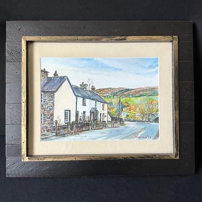 Hayfield Scenic Watercolor Framed Painting