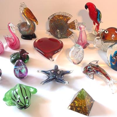 Glass Paperweights And Figurines 