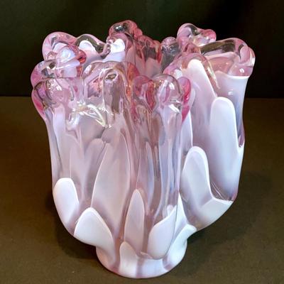 Mid Century Wavy Lavender Vase