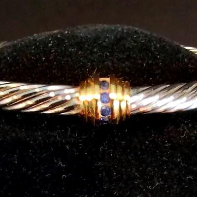 David Yurman Sterling And Sapphire Cable Bracelet