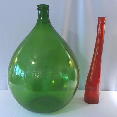 French Green Demijohn Carboy/ Vase