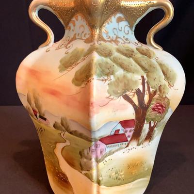 Nippon Hand Painted Square Vase