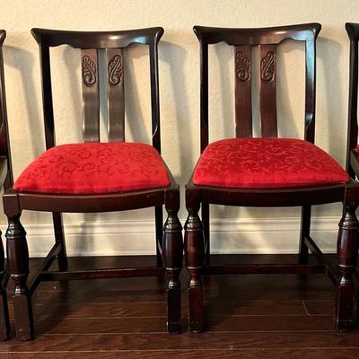 4 Dark Stained Wood Kitchen Chairs