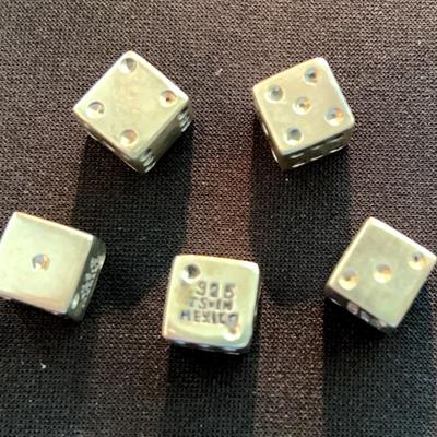 5 Sterling Silver Mexican Dice 