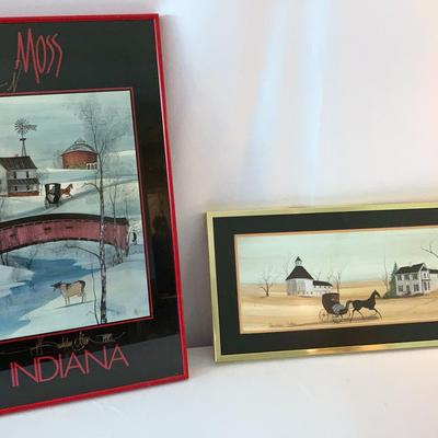 Framed Signed Print Titled Indiana &  Pennsylvania Heritage Print Of Amish Scene