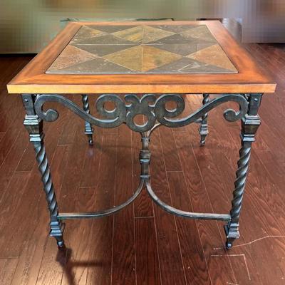 Slate, Iron, And Wood Coffee/End Table Lot1