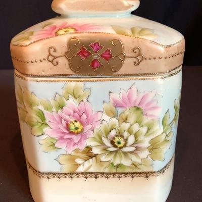 Nippon Hand Painted Canister With Lid