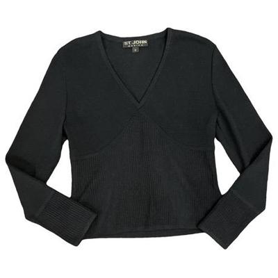 St John’s Black Basic Sweater Knit Top Size Petite