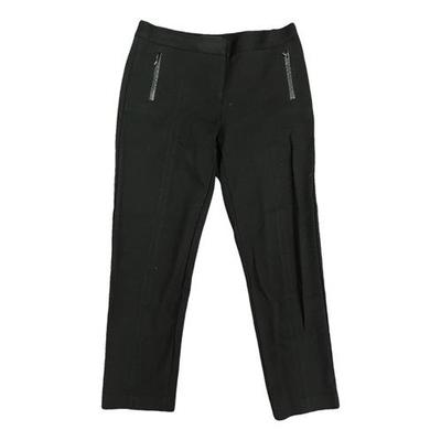 Talbots Size 4P Black Pants With Leather Trim