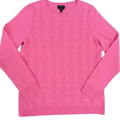Talbots Pink Cable Knit Cashmere Sweater Size Small Petit 