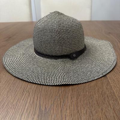 Sunlily FOLDABLE Floppy Hat Leather Band Black Cream in Color Braided By Sunlily