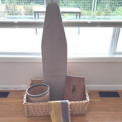 Large Basket/Wood Frame Iron Board