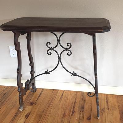 Wood and Metal Work Accent Table 