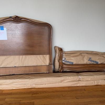 Drexel Touraine French Provincial 1960 Twin Walnut Beds w/Mattress Sets