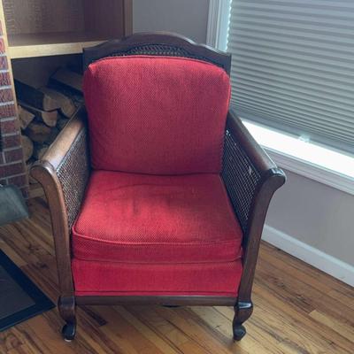 Vintage w/New Upholstery, Caneback Accent Arm Chair #1