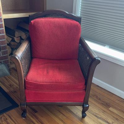 Vintage w/New Upholstery, Caneback Accent Arm Chair #2