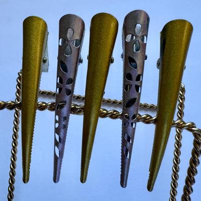 Beak clips (5 pcs, pale oink and gold) 3"