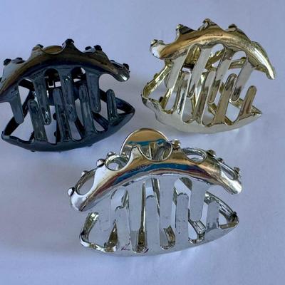 Hair claws, 3 pcs (gold, silver and black)