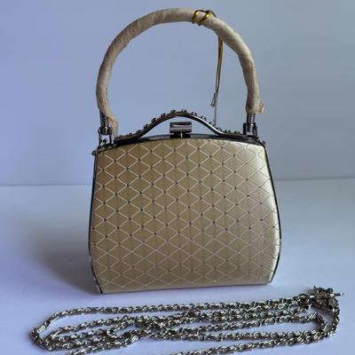 Beige and silver hard case bag + strap