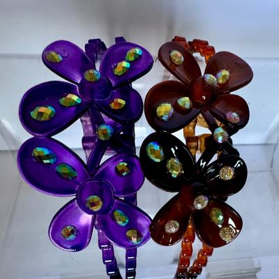 Headband with flower design, 2 pcs (purple and brown)