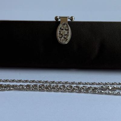 Coffee brown hard case clutch bag  + strap