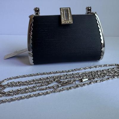 Black with silver hard case bag with rhinestones + strap