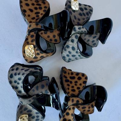 Hair claws with ribbon design, 4 pcs