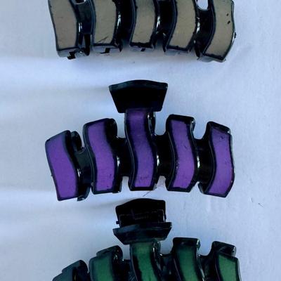 Hair claws, 3 pcs (brown, purple and green)