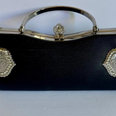 Black and silver hard case bag with rhinestones