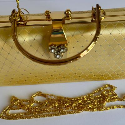 Gold hard case bag with rhinestones