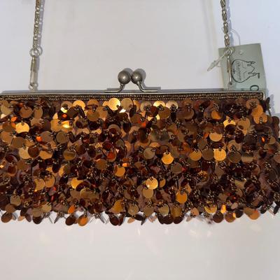 Copper beaded evening bag