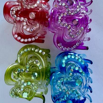 Clear hair claws, 4 pcs in pastel colors (1)