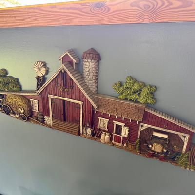 Vintage #587 Burwood Products 3D Farm Barn Barnyard Scene Wall