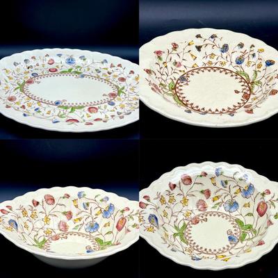 (4) Hand Painted Desert Bloom By Vernon Kilns Dishes