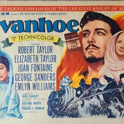 Original 1952 Ivanhoe Movie Poster – MGM Technicolor with Elizabeth Taylor
