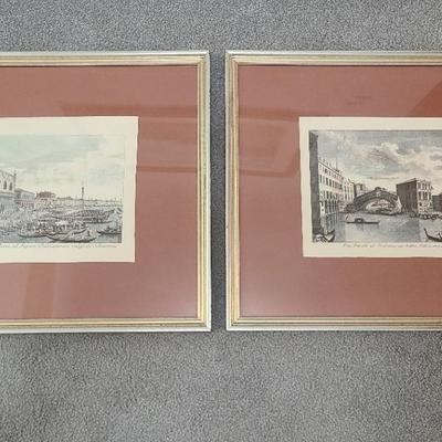 Pair Of European Waterways Prints