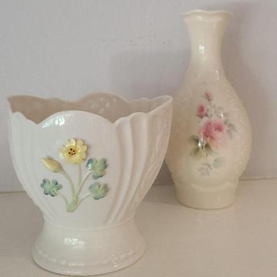 The Luxurious Luck Of The Irish  - Limited Edition Belleek Cache Pot And Irish Donegal Parian Vase