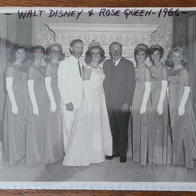 Original 1966 Walt Disney & Rose Queen Photograph – Rose Parade Grand Marshal