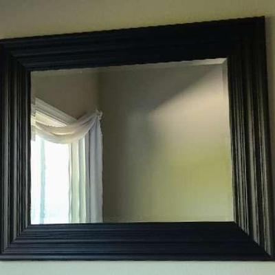 Luxurious Looking-Glass - Mirror With Beveled Edges And Warm Wood Frame