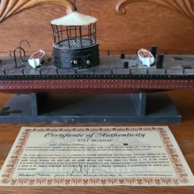 USS Monitor Civil War Ironclad Model Ship with Certificate of Authenticity 60/100