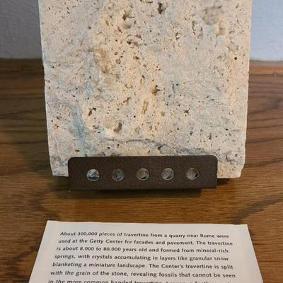 Travertine Display Block from the Getty Center – Fossil-Rich Stone Sample