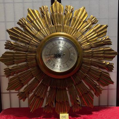 Sale Photo Thumbnail #3: Eight Day Jeweled Decorative Sun Wall Clock