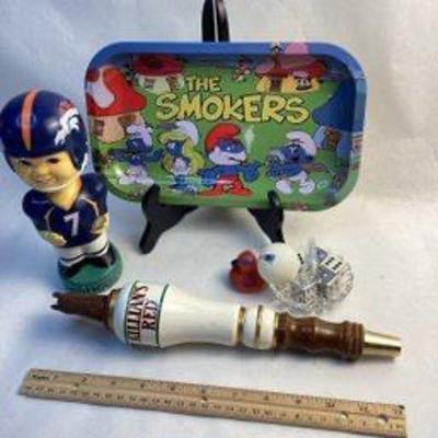 Smurfs, bobblehead, beer pull