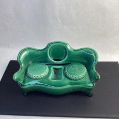 Antique majolica inkwell