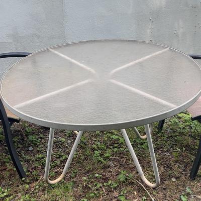 Metal & Mesh Patio Chars with Glass Top Table