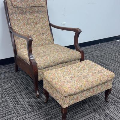 Vintage Armchair with Ottoman